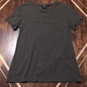 Olive green torrid tee with cut-out